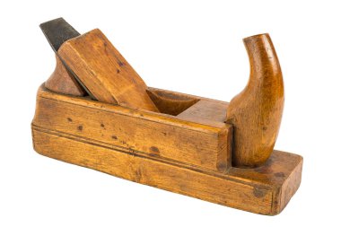 Eski marangoz aracı ahşap uçak bir beyaz