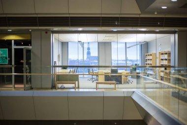 Riga, Letonya - Ocak, 2018: İç mekan Letonya Milli Kütüphanesi