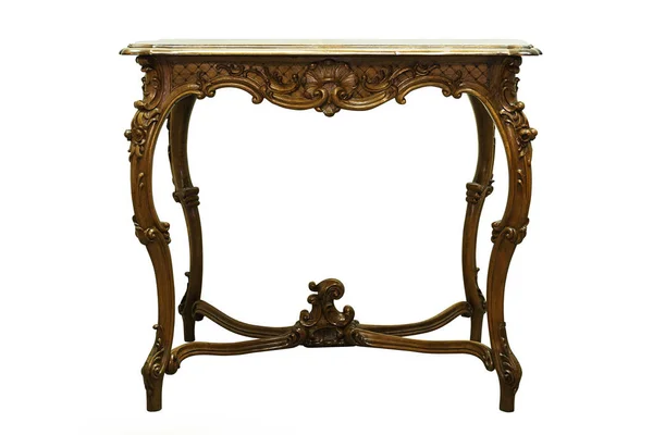 vintage küçük sert ahşap masa üzerinde beyaz izole