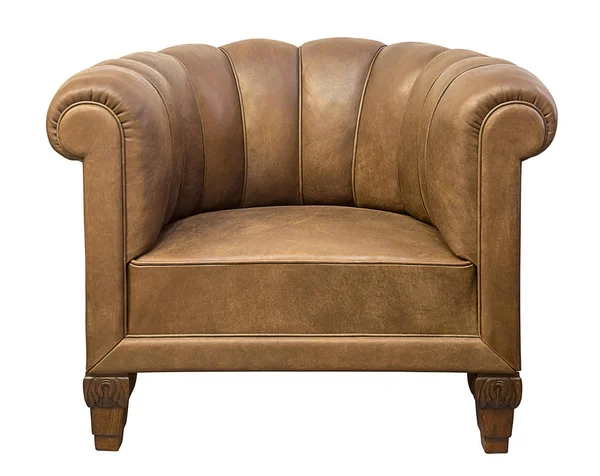 Art-déco-Stil brauner Vintage Sessel isoliert auf Weiß — Stockfoto