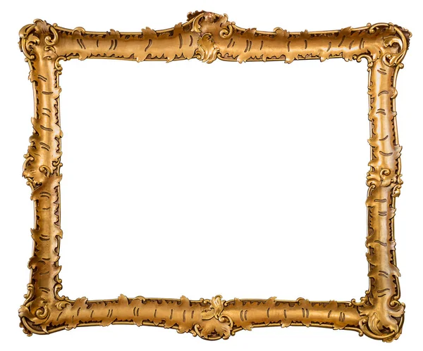 Antika altın çerçeve üzerinde beyaz izole — Stok fotoğraf