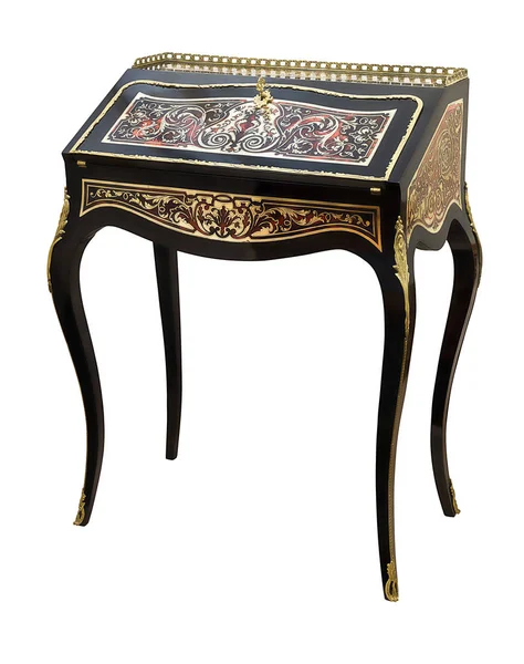 Perancis Ebonized Ladies Bureau Secretary Desk dengan Kuningan Inlay — Stok Foto