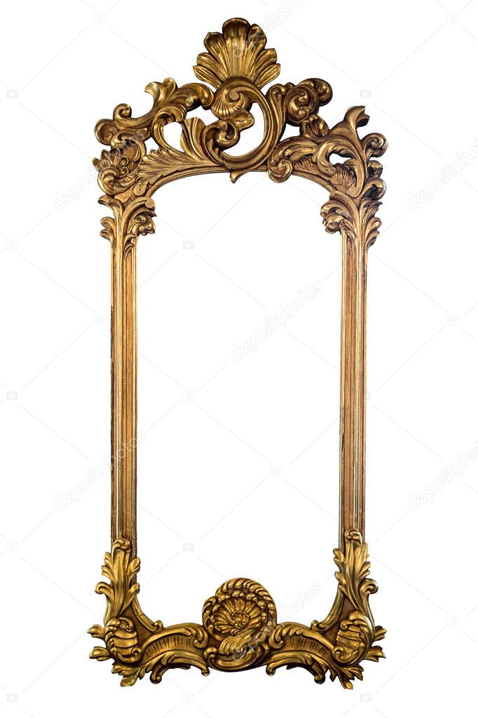 Antique gold frame isolated on the white