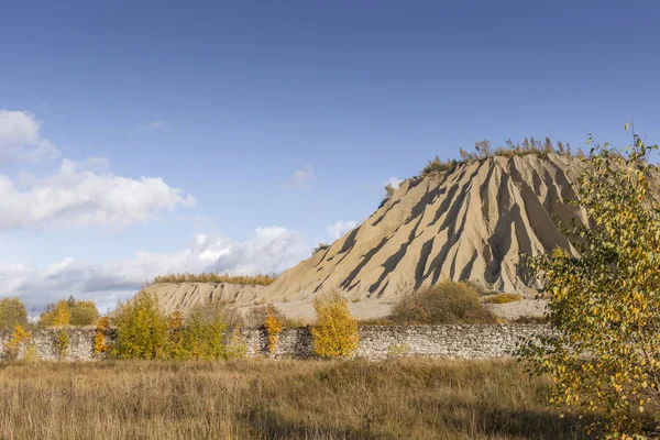 Mountain of white sand. A white mountain of white stones in Rummu Vasalema Estonia.