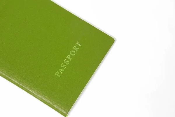 Passaporte Verde Sobre Fundo Branco Isolado — Fotografia de Stock