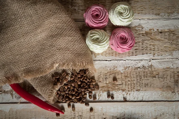 Torte Marshmallow Fatte Casa Base Ingredienti Naturali Con Chicchi Caffè — Foto Stock