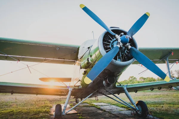 Ελαφρύ Μικρό Ιδιωτικό Αεροπλάνο Στέκεται Στο Αεροδρόμιο Χρωματισμένο — Φωτογραφία Αρχείου