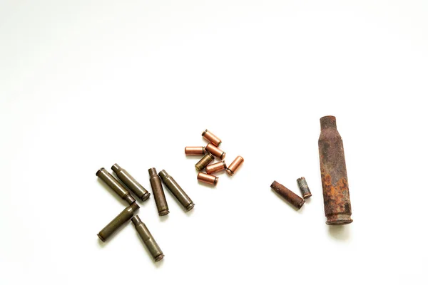 Cartuchos Vacíos Para Armas Fuego Cartuchos Pistola Junto Cartuchos Antiguos — Foto de Stock