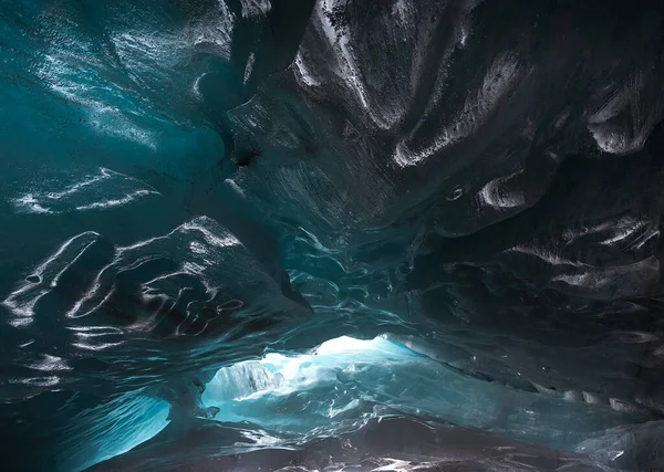 Patterns Ice Ceiling Glacial Cave Alibek Mountain Glacier — 스톡 사진