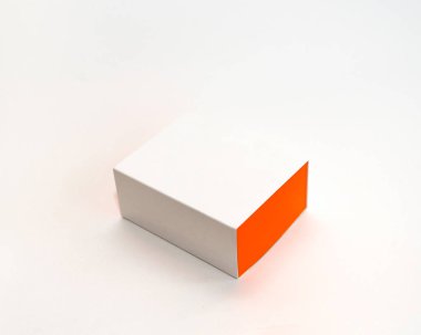 white box with orange side on a white background