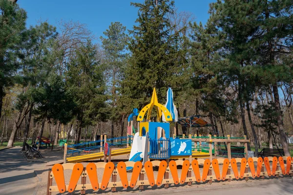 Place Children Play Park Playground Surrounded Trees — Stock Photo, Image