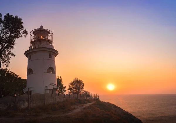 Faro Envío Orilla Del Mar Amanecer — Foto de Stock