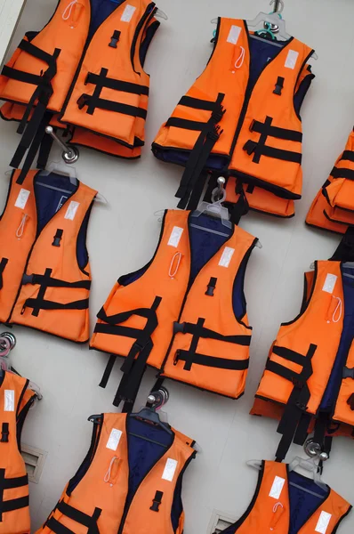 Life jackets on the wall.