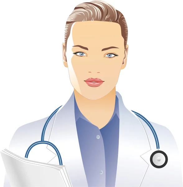 Female doctor in a white — Stock Vector