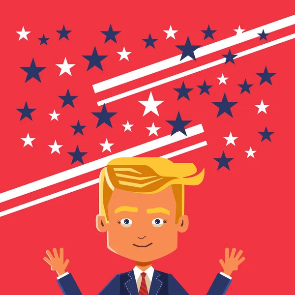 09 de novembro de 2016: Caricatura de cartaz vetorial do triunfo de Donald Trump . — Vetor de Stock