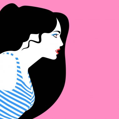 Vektör çizgili tişört içinde güzel bir esmer