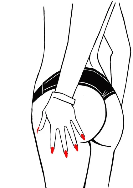 Nalgas vectoriales de una joven delgada con esmalte de uñas rojo — Vector de stock