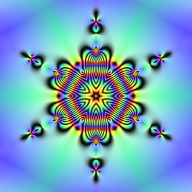 Fraktal 2B doku. Bilgisayar illüstrasyon. Güzel matematiksel olarak oluşturulan desenler. Kar tanesi simetri