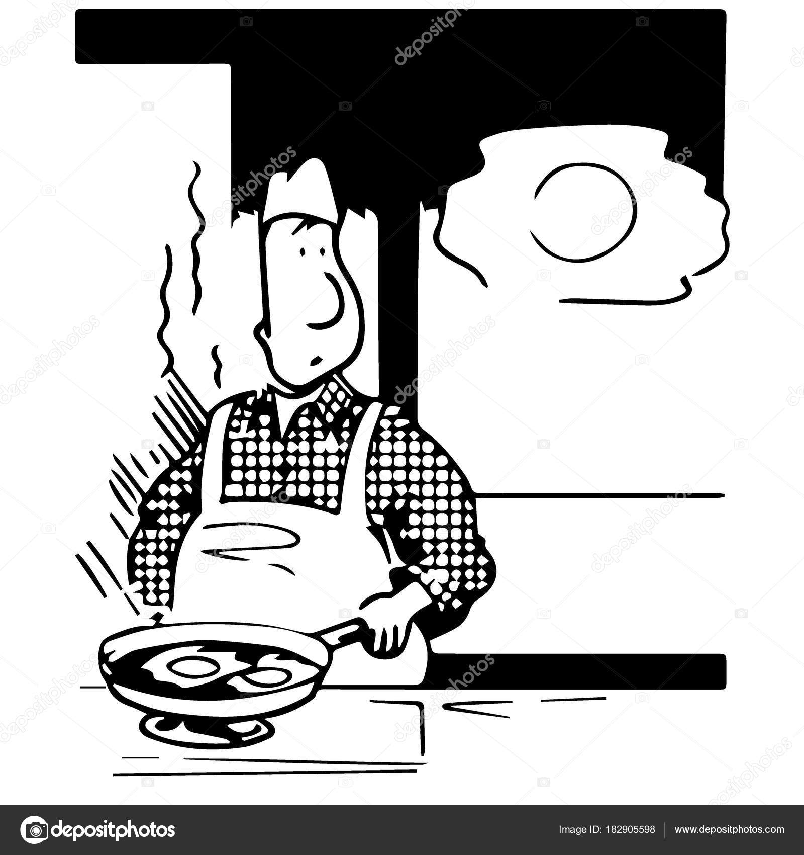 Karikatur - kokken tilbereder egg , stockvektor © atdigit #182905598, image size:1600x1700