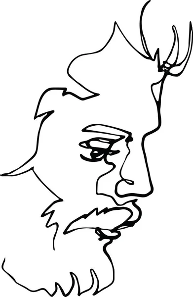 Портрет человека с бородой, непрерывная линия рисунка — стоковый вектор