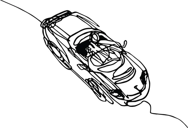 Roadster cabriolet folyamatos vonalas rajz — Stock Vector