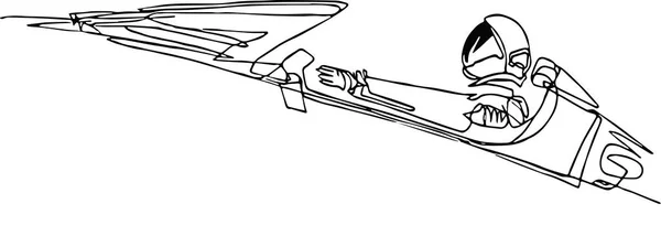 Starman astronaut på cabriolet i rymden, kontinuerlig linje — Stock vektor