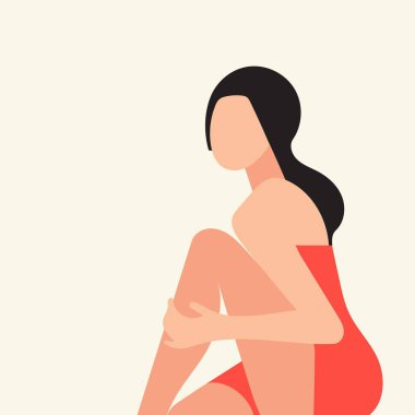 Oturan kız, diz, tutunarak minimalizm