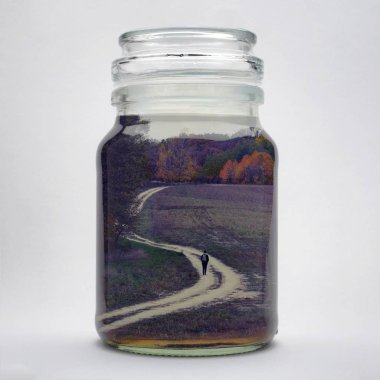 Landscape in jar, double exposure clipart