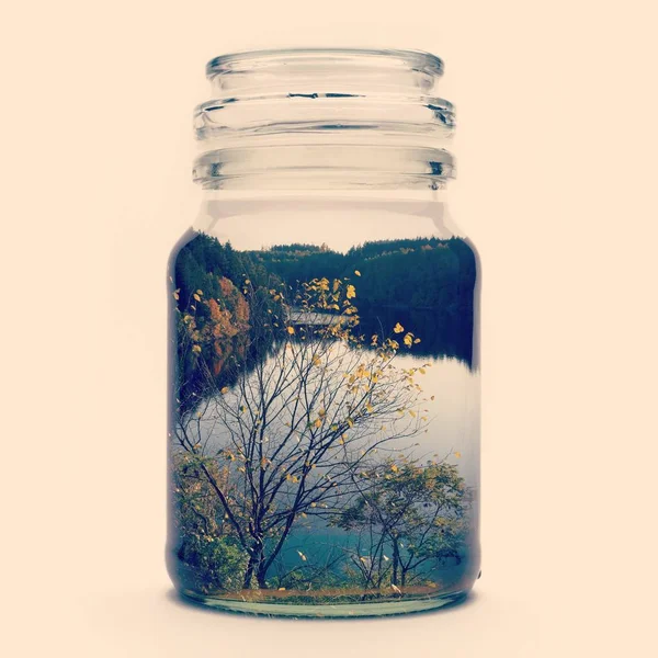 Landscape in jar, Kiev, Vydubetsky monastery — Stock Photo, Image