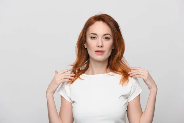 Portrait of beautiful woman with red hair — Stock Photo, Image