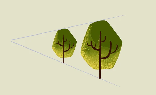 Trær i perspektiv med perspektivlinjer – stockvektor
