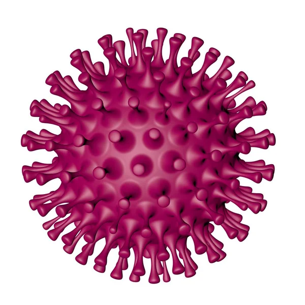 3d renderowanie wirusa, czerwień magenta, izolowane — Zdjęcie stockowe