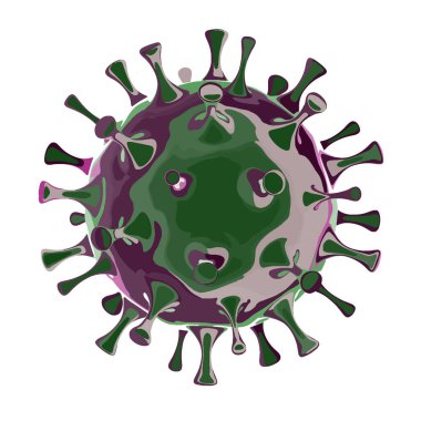 Virüsün 3 boyutlu görüntülenmesi, mor kırmızı, izole edilmiş