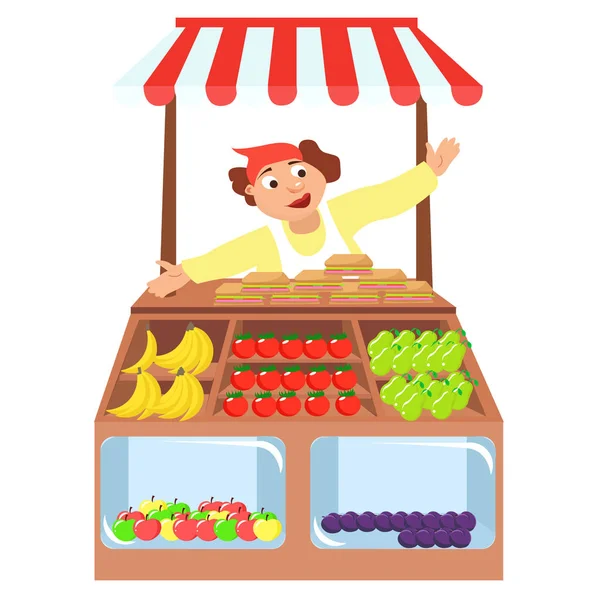 Loja de legumes barraca, mercado de agricultores , — Vetor de Stock
