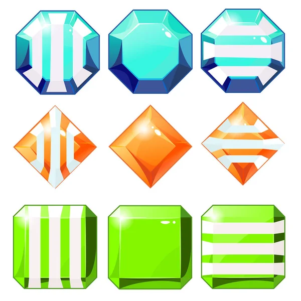 Dibujos animados vector gemas y diamantes — Vector de stock