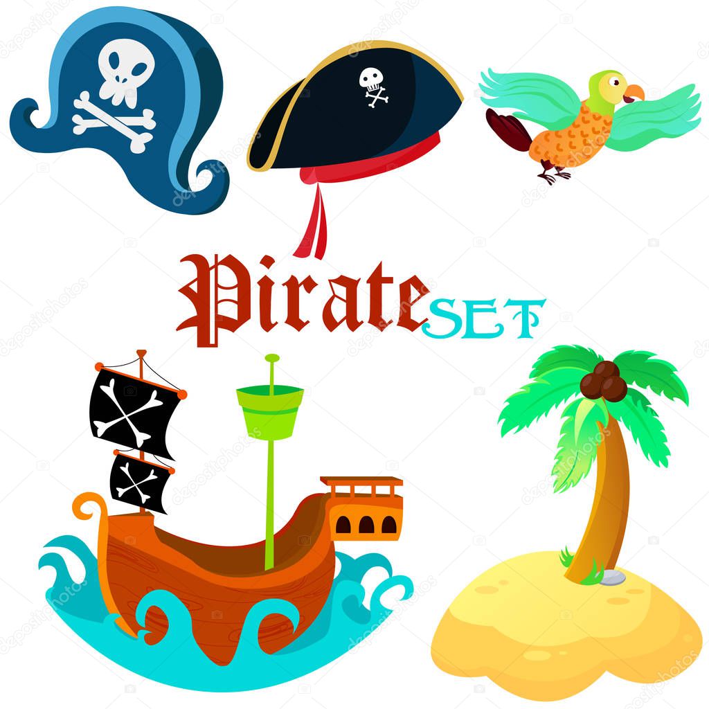 Set of pirate objects -