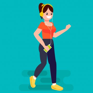 Kadın bir koşu oynatıcı mp3 ile çalıştırın 