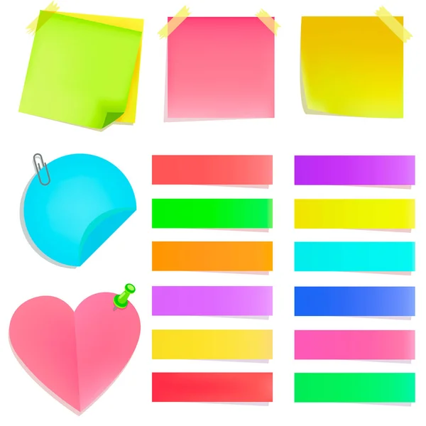 Conjunto de adesivos de papelaria multicoloridos. Adesivo do coração — Vetor de Stock