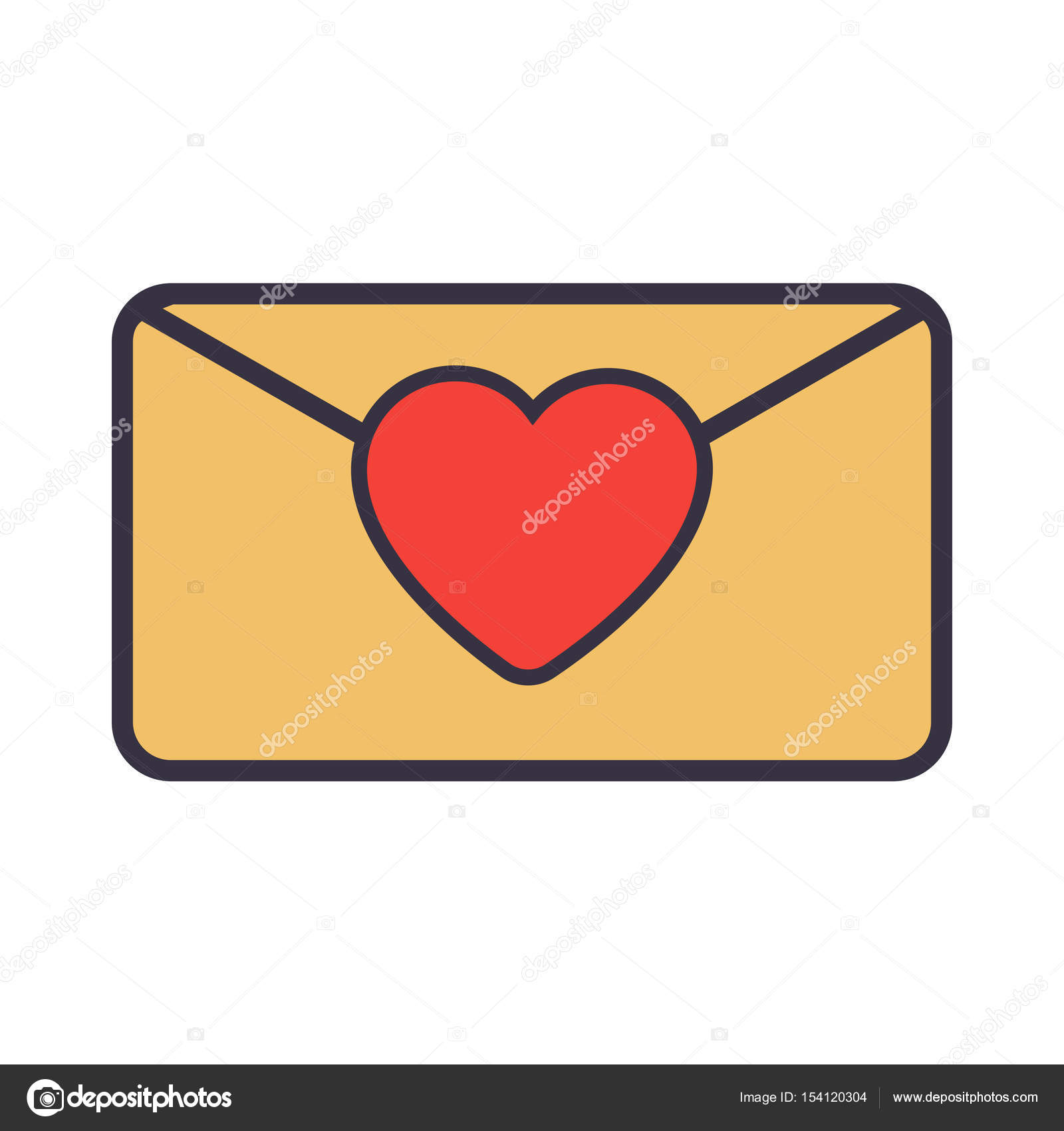 Carta de amor. envelope com coração. — Vetores de Stock 
