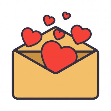 aşk mektubu. kalpli zarf. 