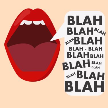Vector banner with the mouth and gossip blah blah blah clipart