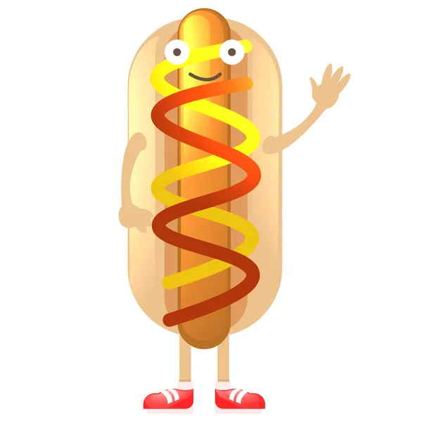 Charakter hot doga. Człowiek w stroju. — Wektor stockowy