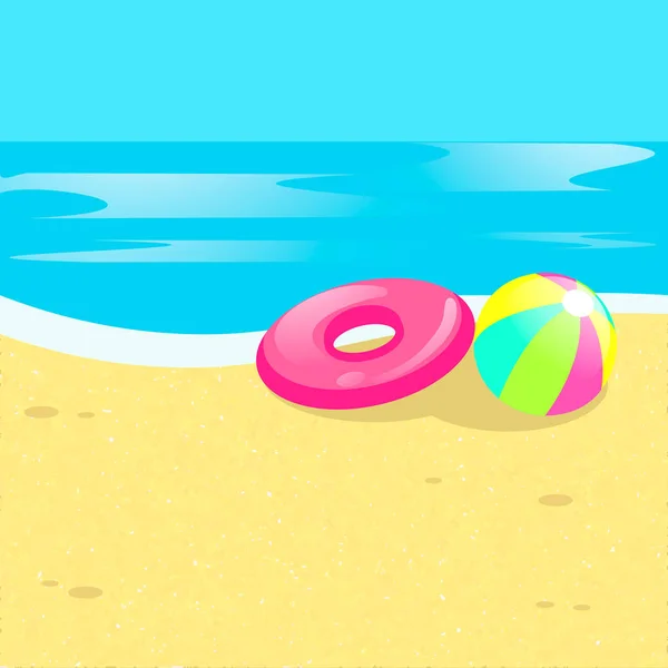ชายหาด, ลูกบอล, ทะเล . — ภาพเวกเตอร์สต็อก