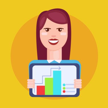 Kadın için grafik tablet diyagramlarda gösterir.. 