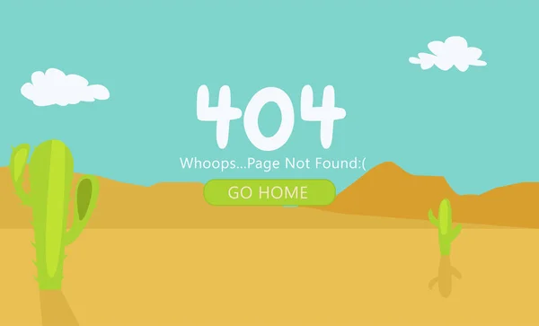 サボテン ページ 404 Not Found と砂漠 — ストックベクタ