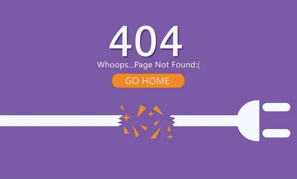 404 ページが見つかりません。ソケットの配線をカットします。 — ストックベクタ