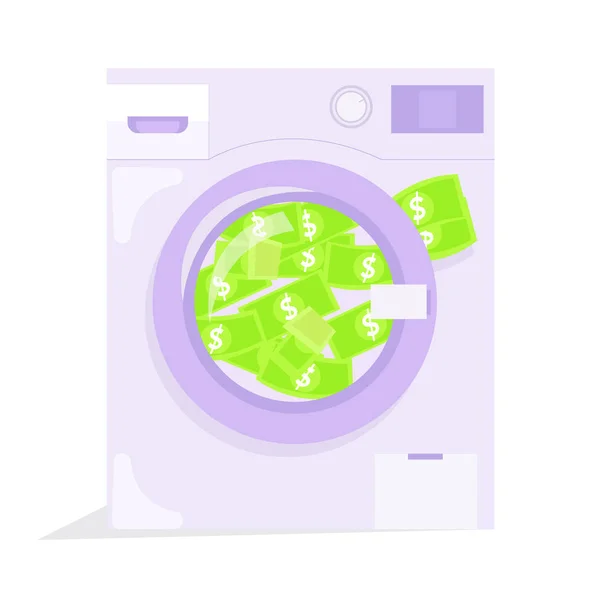 Geldwäsche in Waschmaschinen Illustration — Stockvektor
