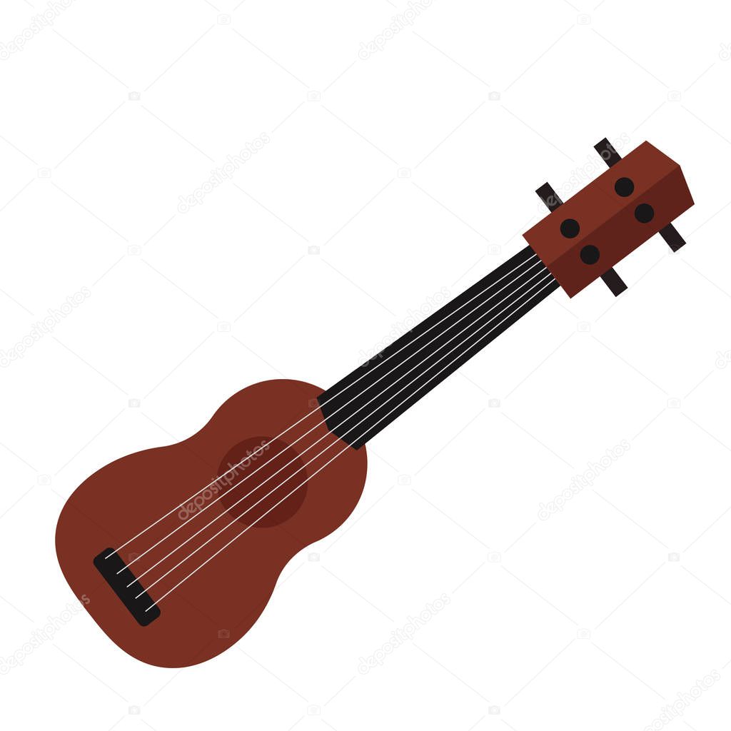 A small ukulele guitar. Isolated. Vector flat illustration