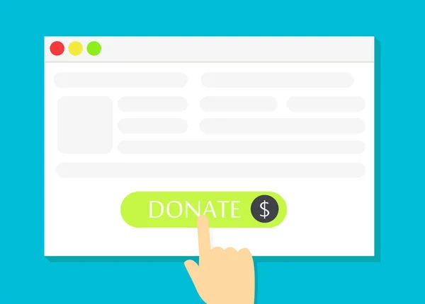 Το παράθυρο του προγράμματος περιήγησης με το κουμπί Donate — Διανυσματικό Αρχείο