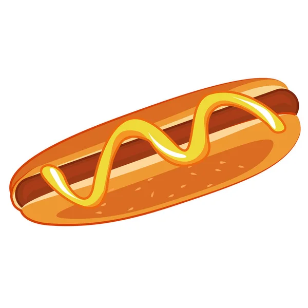 Hot dog with mustard — Stock Vector